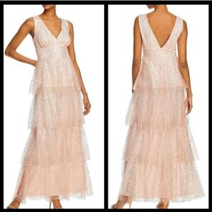 Nwt Laundry blush tired gold glitter maxi dress 4‎